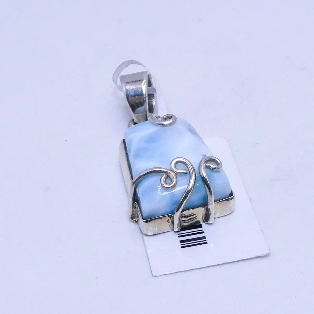 Sterling Silver 925 Blue Larimar Scrolled 1